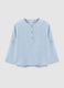 Camicia in puro cotone azzurra da bimbo regular fit con collo coreano_0