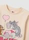 Beige cotton girl's sweater regular fit with Tom and Jerry print_2