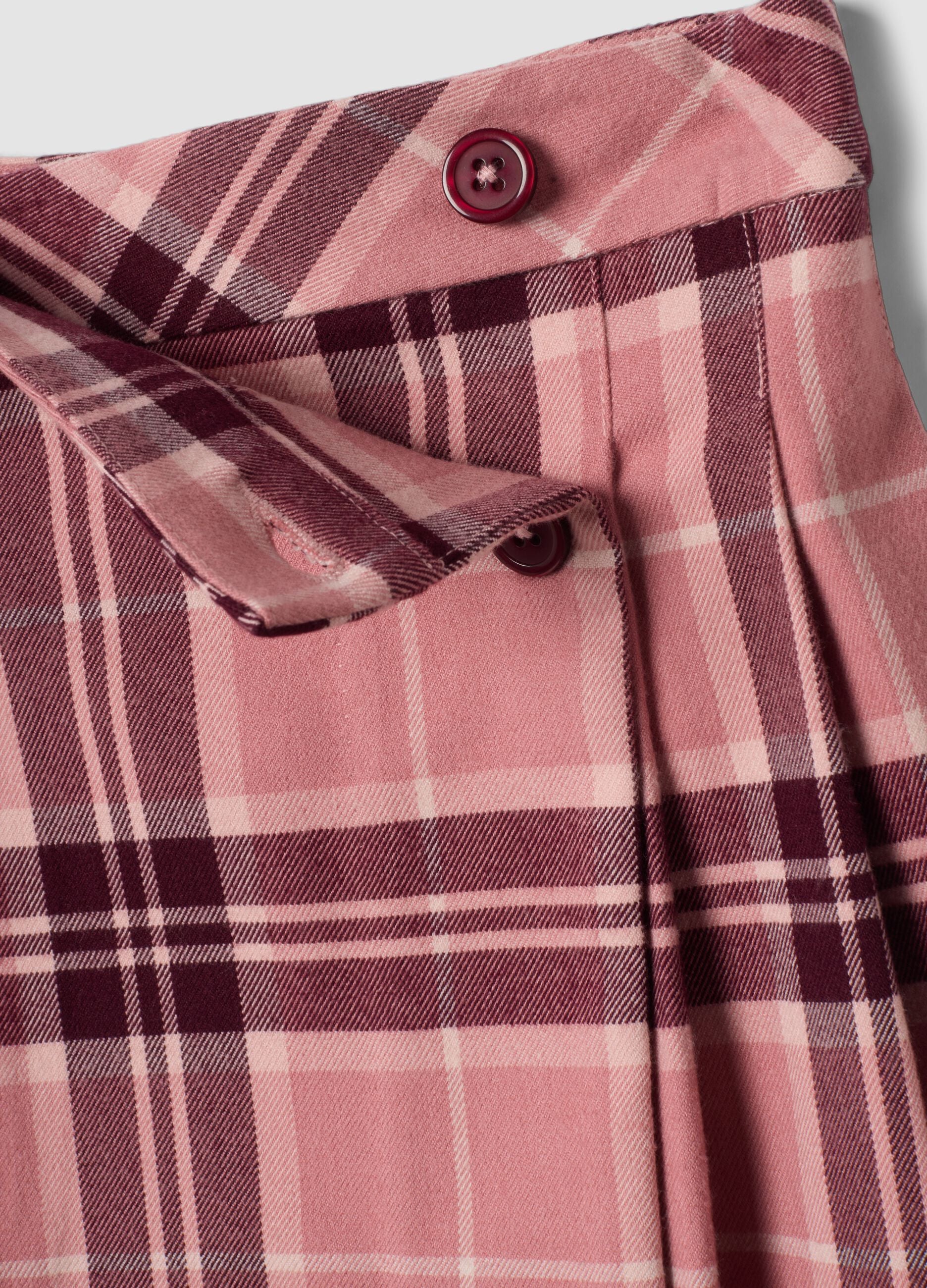 Pink and Purple Checked Stretch Viscose Skirt