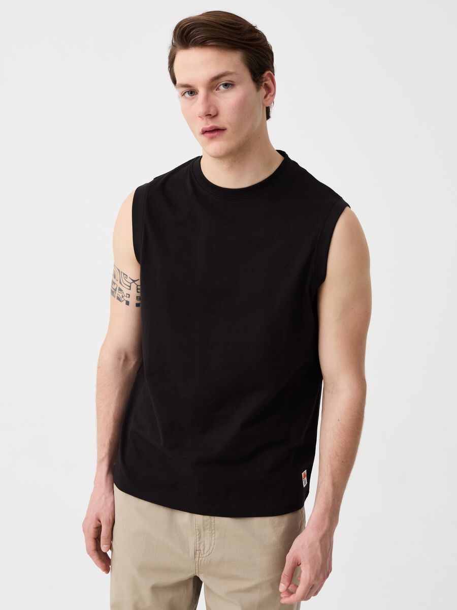 Cotton tank top with round neck_2