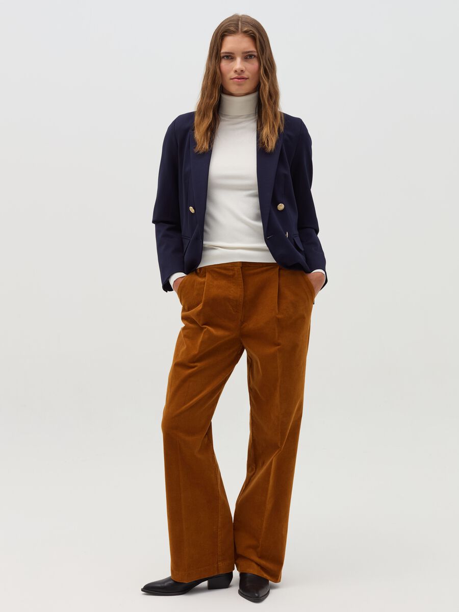 Pantalone straight fit in corduroy con pinces_0