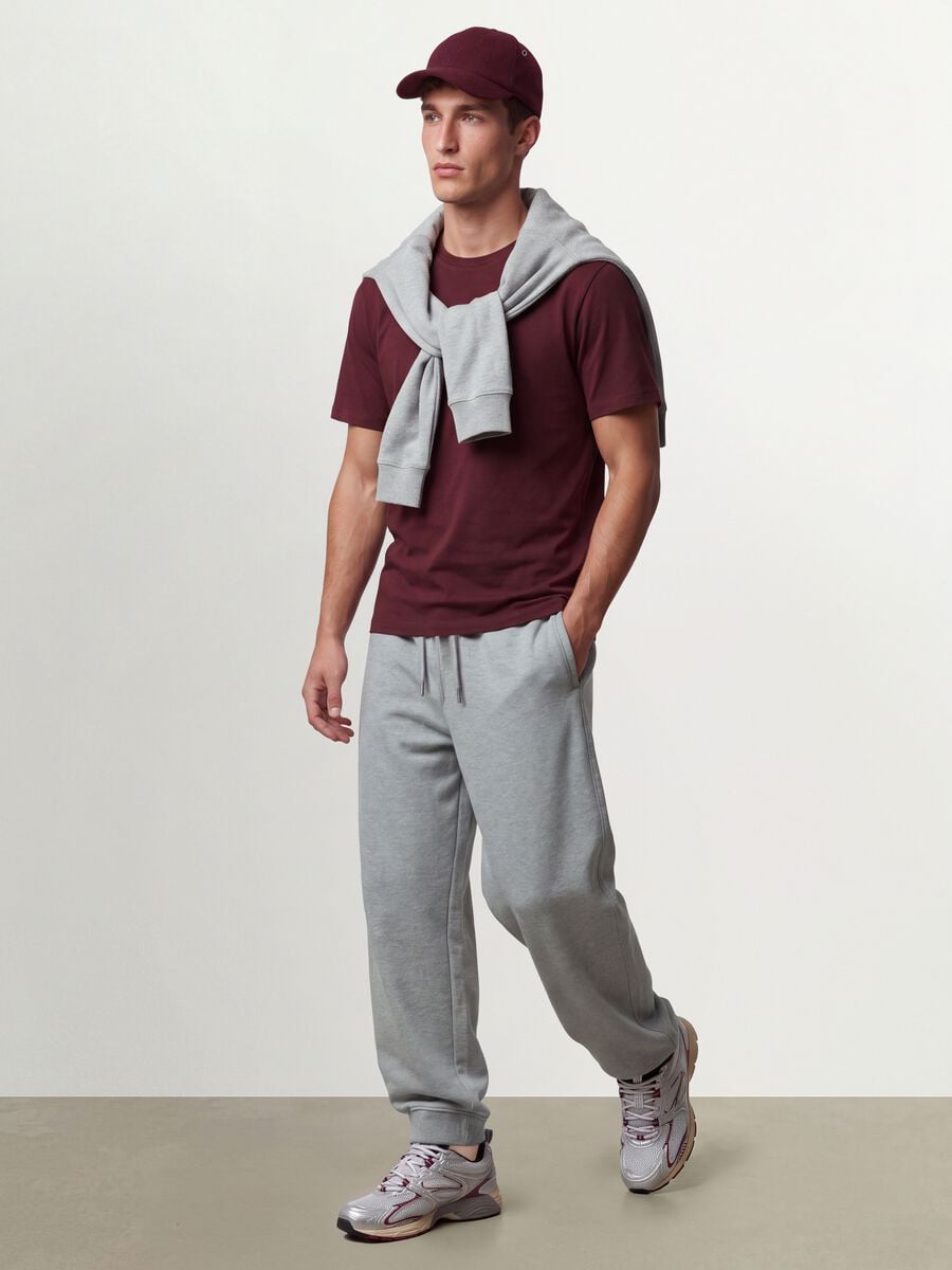 Grey cotton-blend joggers with cuffed hems and drawstring_0