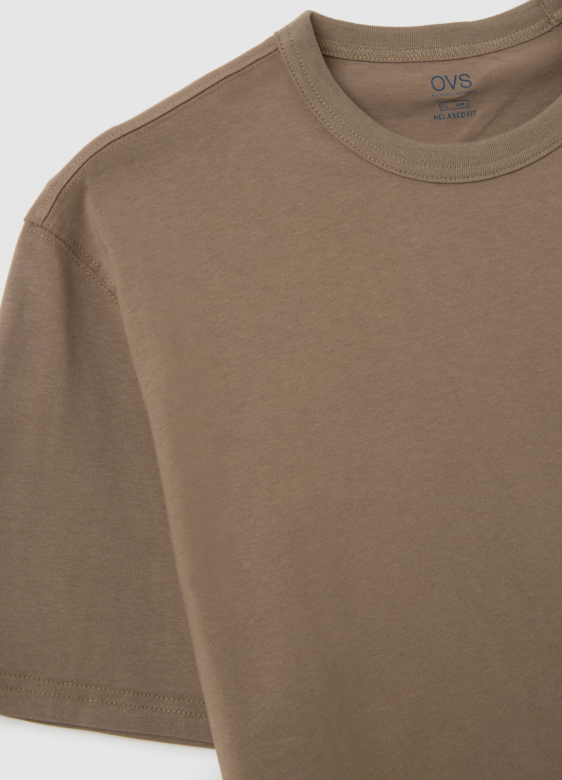 T-shirt in puro cotone marrone regular fit