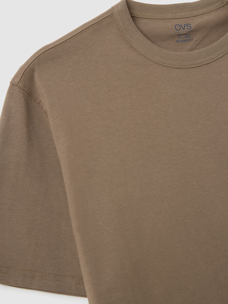 T-shirt in puro cotone marrone regular fit_5