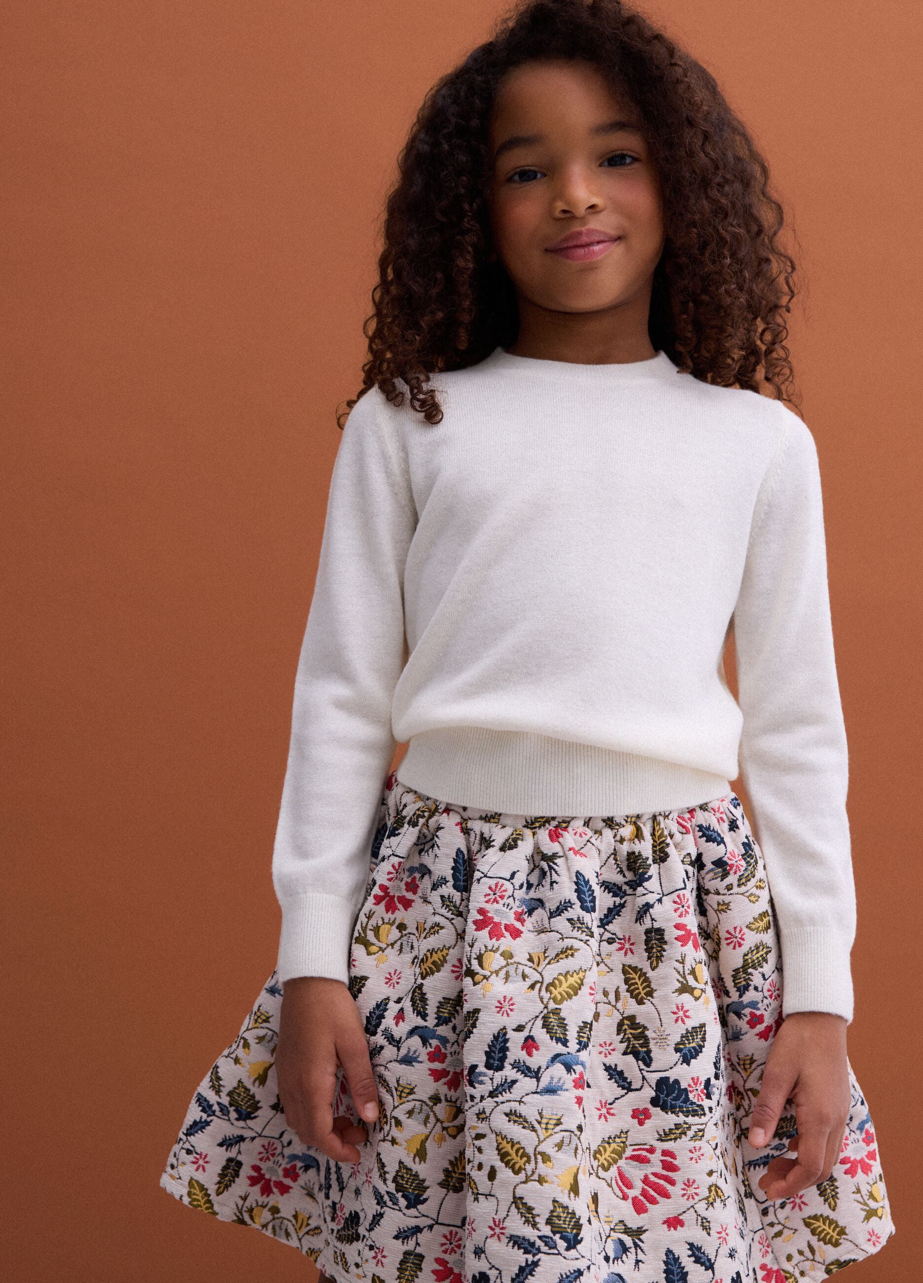 White pure wool regular-fit long-sleeve jumper