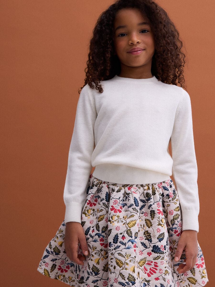 Maglione bianco in pura lana a maniche lunghe regular fit_1
