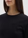 Black long sleeve shirt in pure cotton regular fit with rhinestones_3