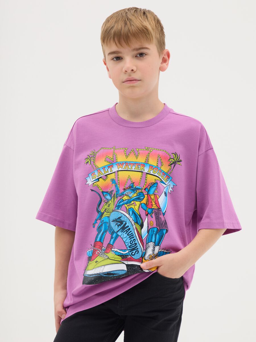 Boy's regular fit purple cotton T-shirt_0