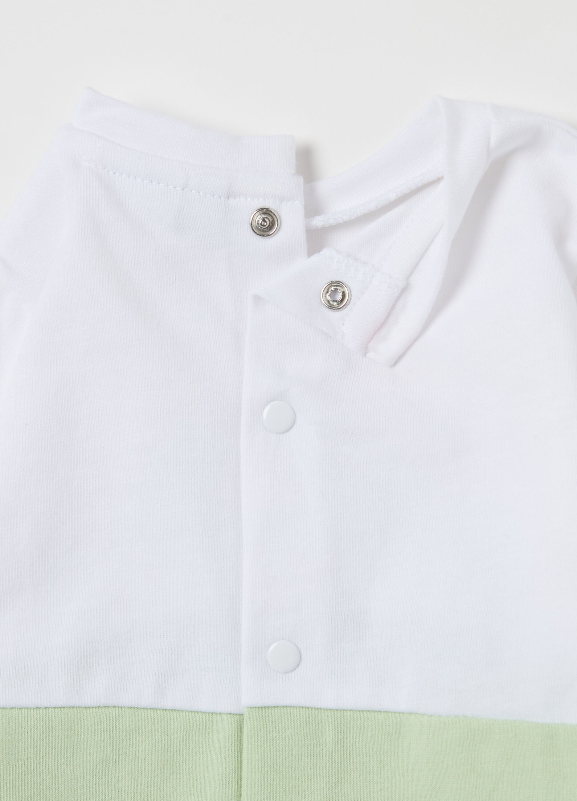 Cotton onesie with feet and frog embroidery