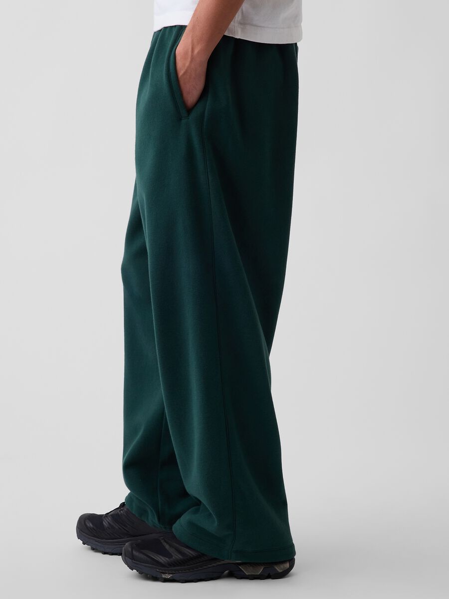 Pantaloni verdi in misto cotone con gamba ampia_3