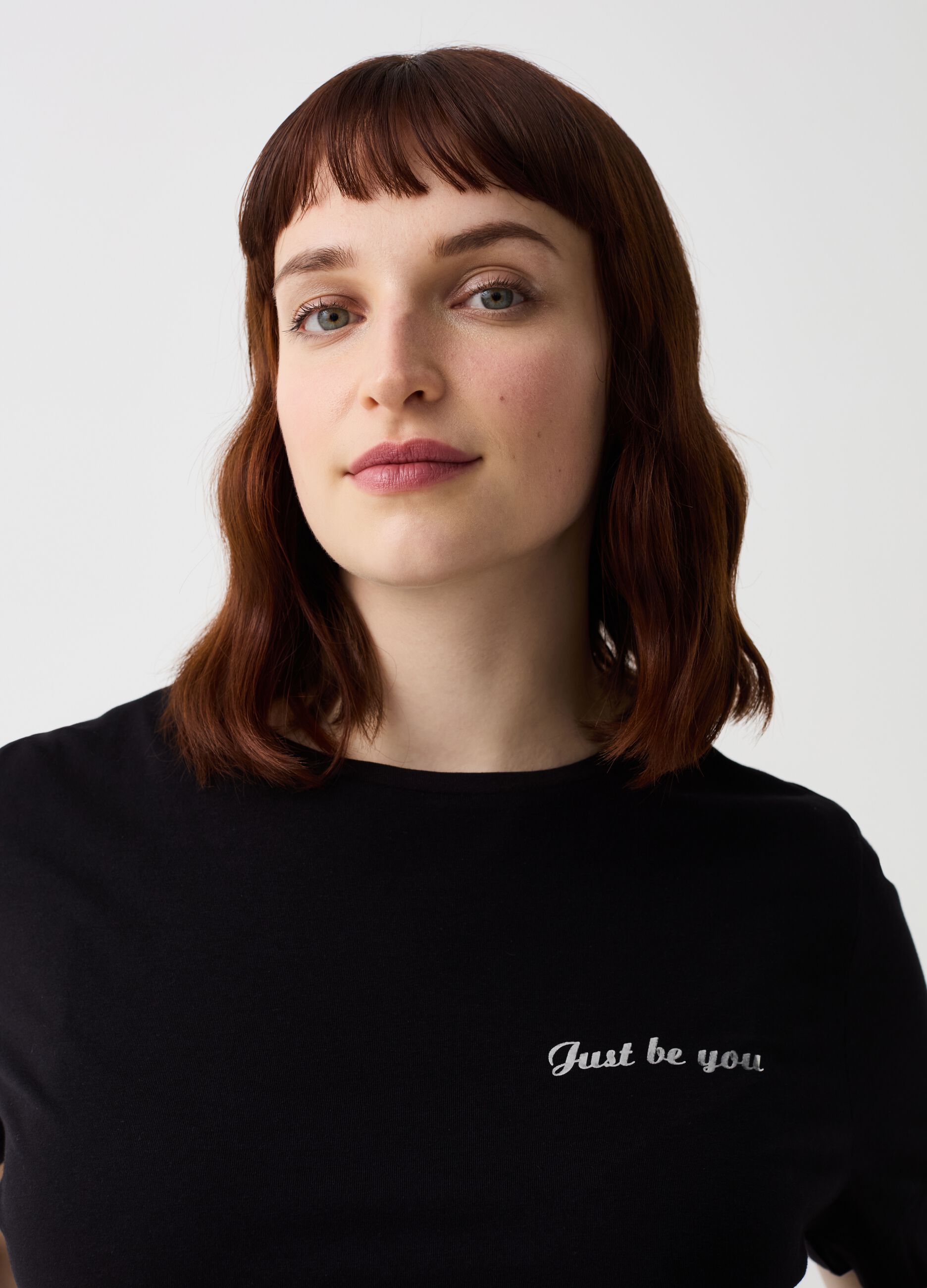 Essential Curvy T-shirt with lettering print