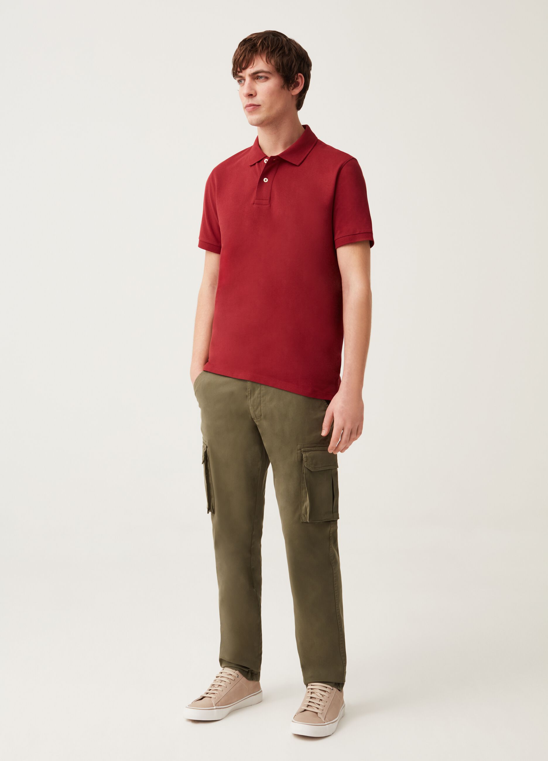 Ovs Pantaloni cargo in cotone tinto filo stretch