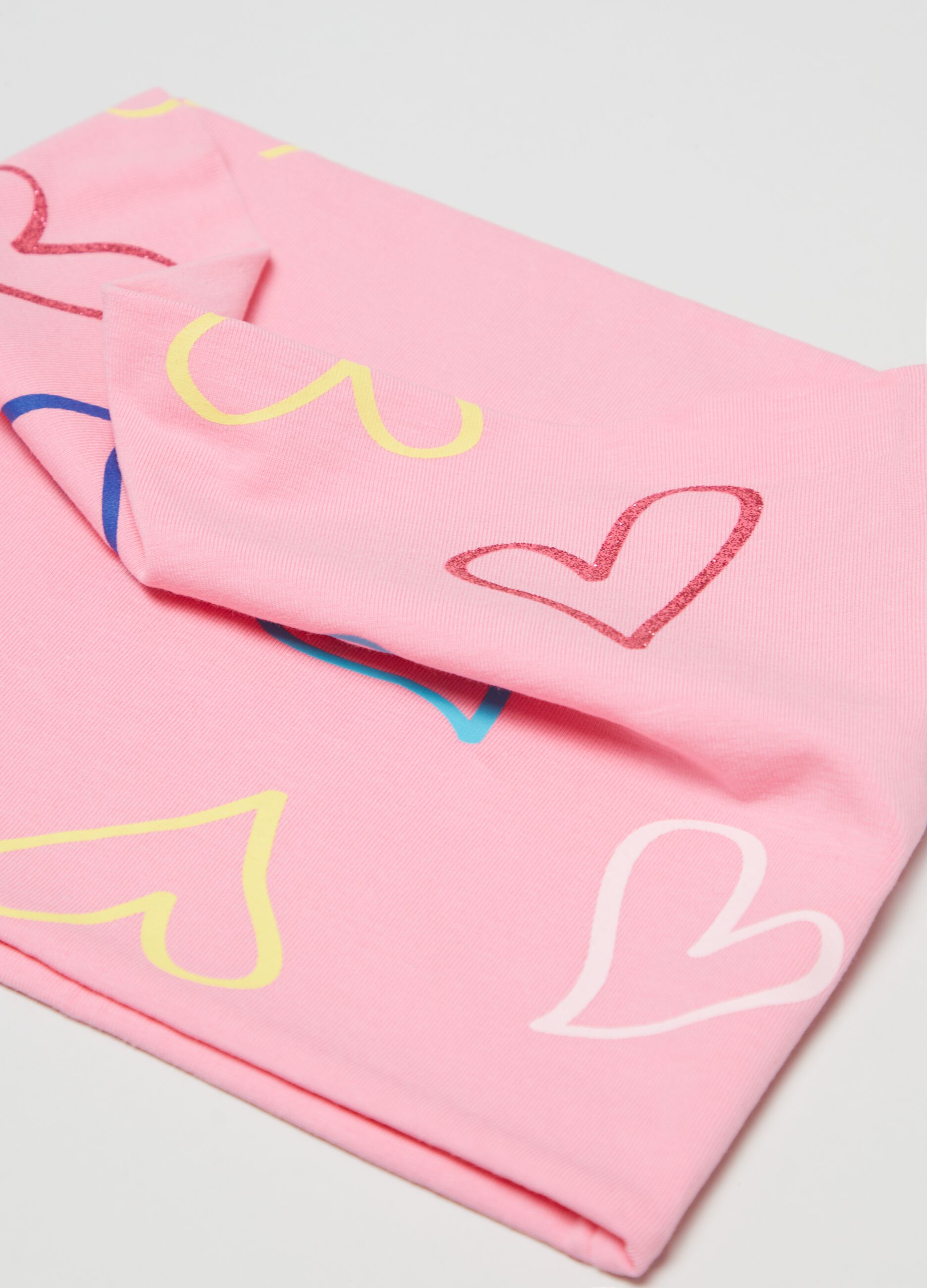 Scaldacollo in jersey con stampa cuori