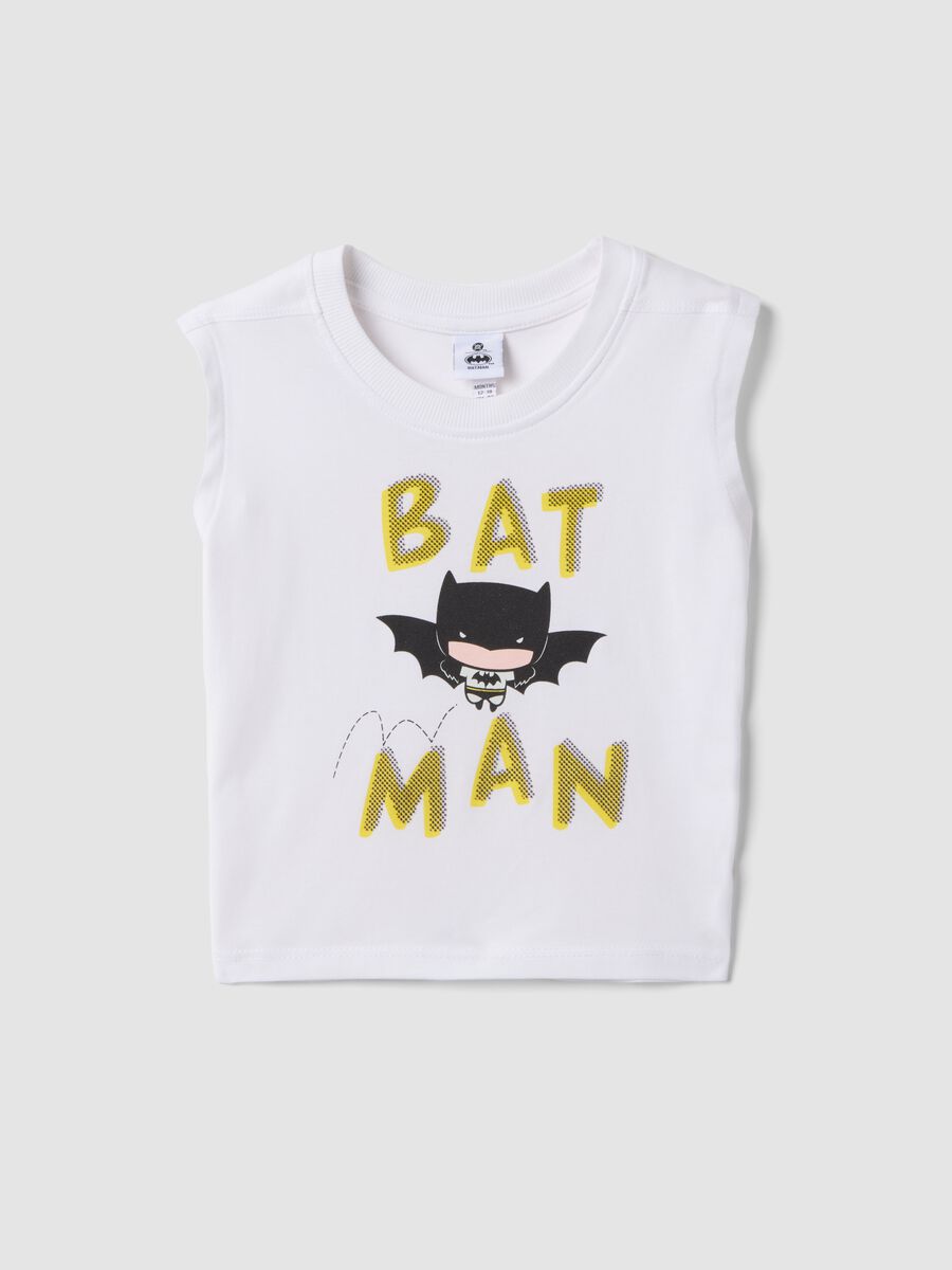 White pure cotton boys&rsquo; regular-fit tank top with Batman print_0