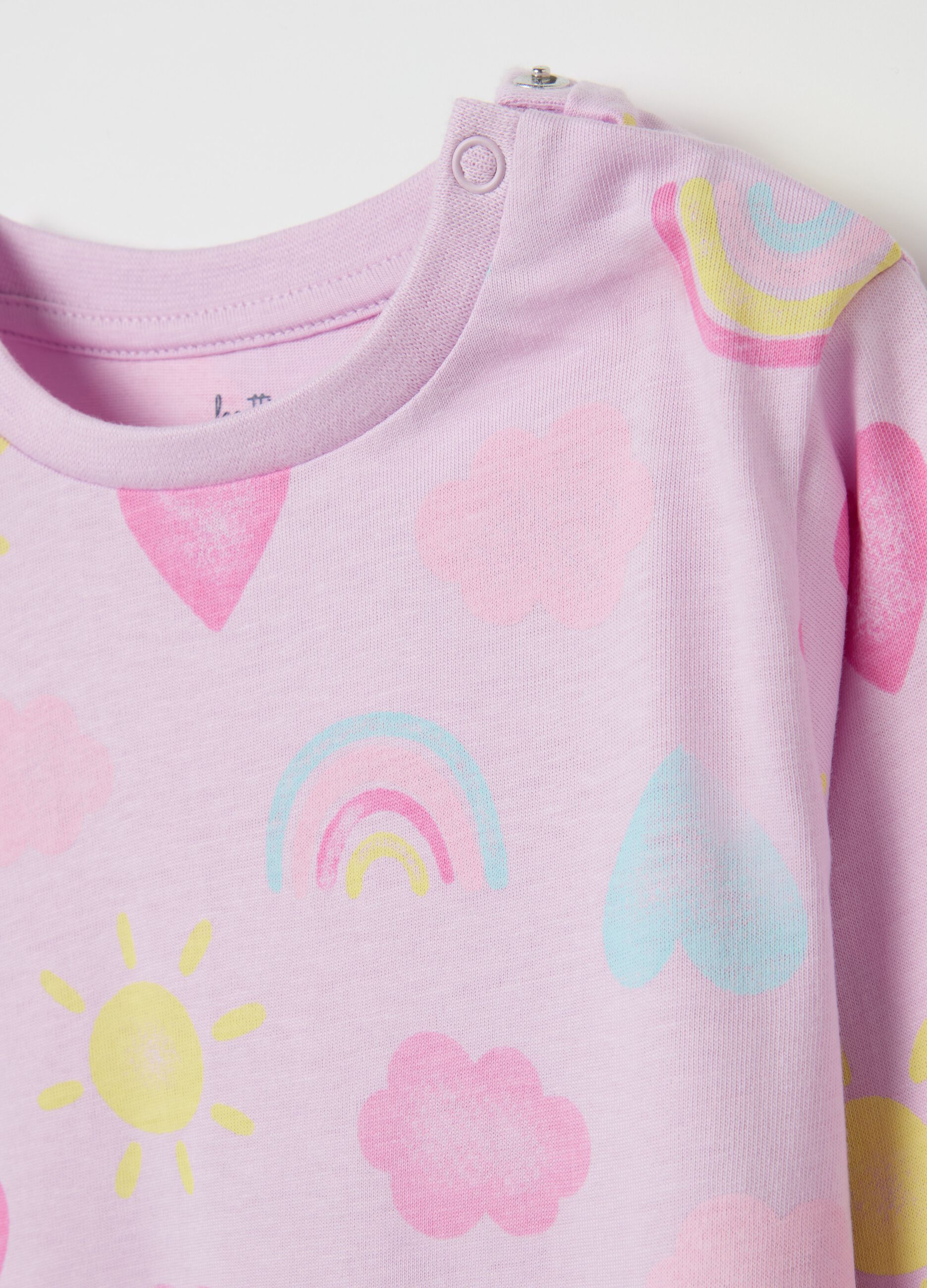 Organic cotton pyjamas with sun and hearts print