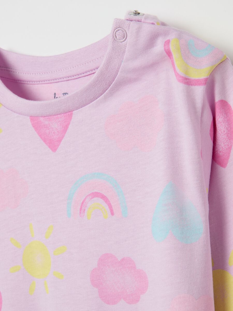 Organic cotton pyjamas with sun and hearts print_2