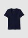 Blue stretch cotton T-shirt with deep V-neck regular fit_4