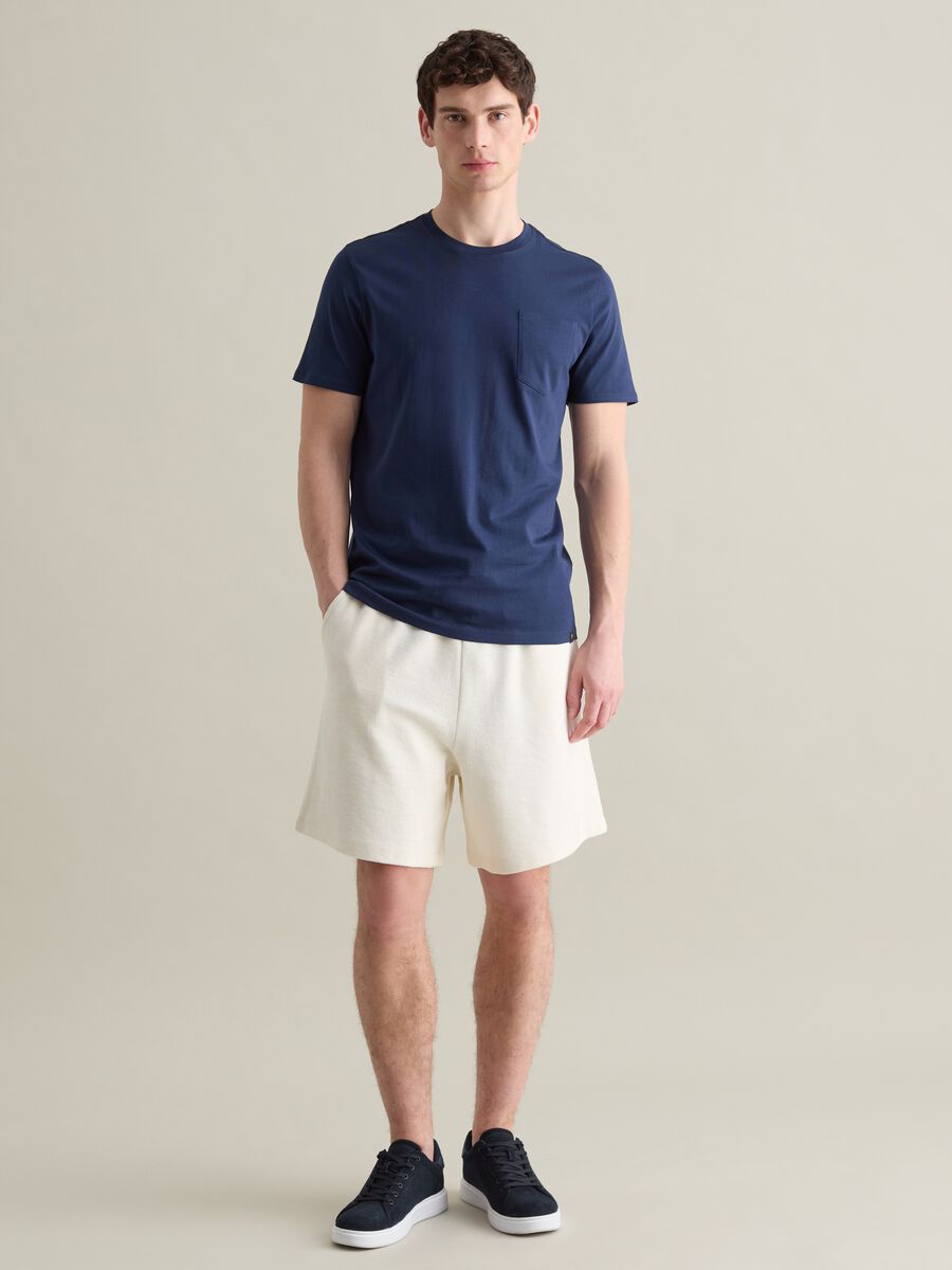 Short sleeve cotton T-shirt in Lead blue_1