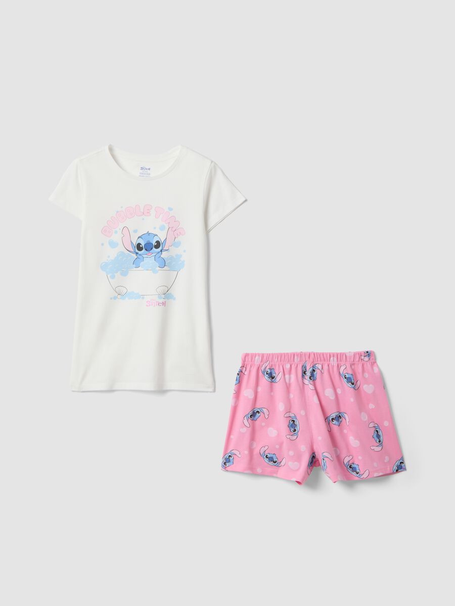 Girls&rsquo; multicolour pure cotton short pyjamas with Stitch_0