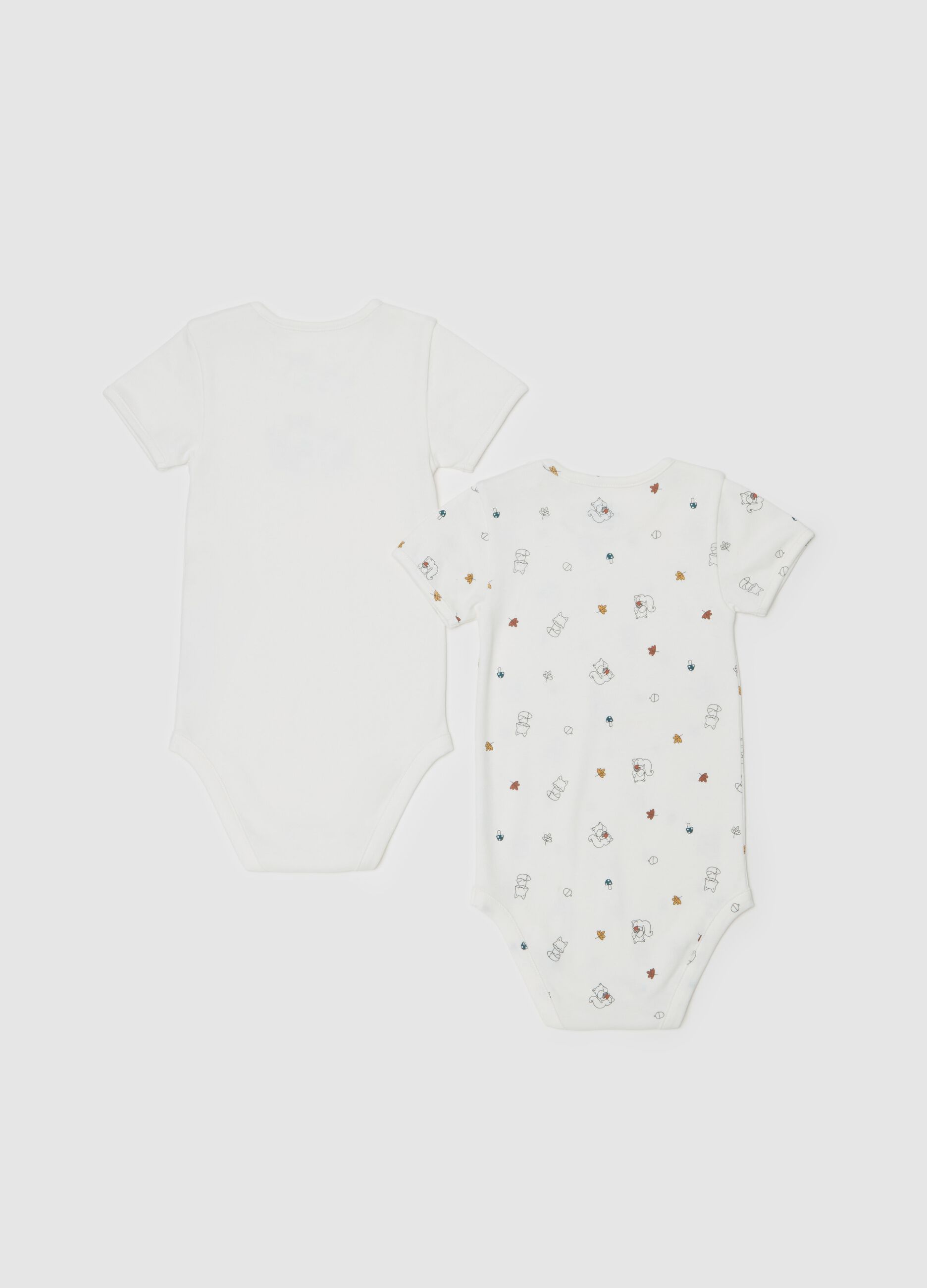 Two-pack organic cotton bodysuits with print