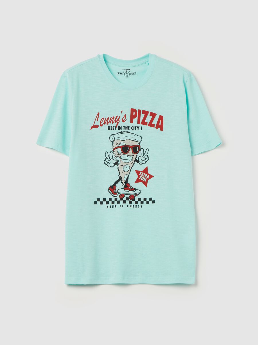 Slub jersey T-shirt with pizza print_4