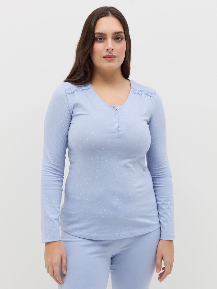 Micro dot pyjamas with granddad neckline_1