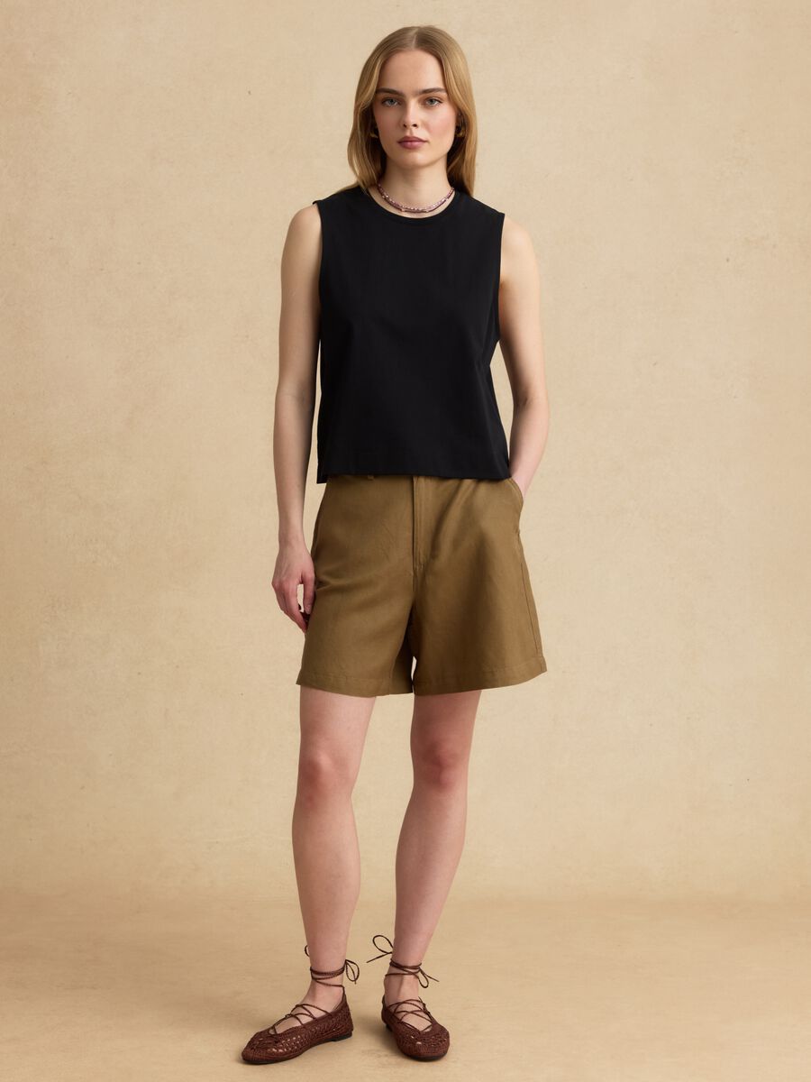 Black cotton-blend tank top_2