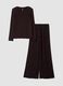Pigiama marrone in misto viscosa elasticizzata con girocollo regular fit_0