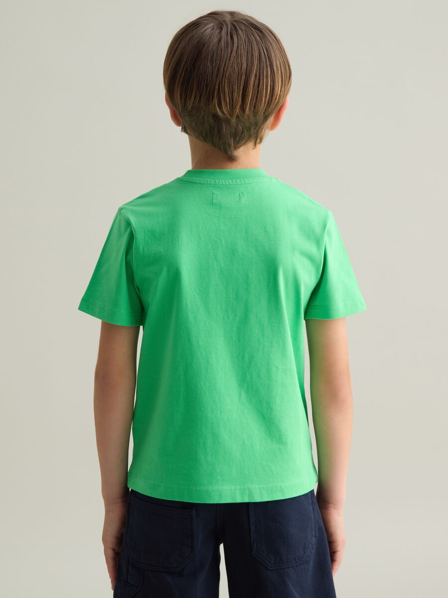 Green cotton T-shirt with round neck_2