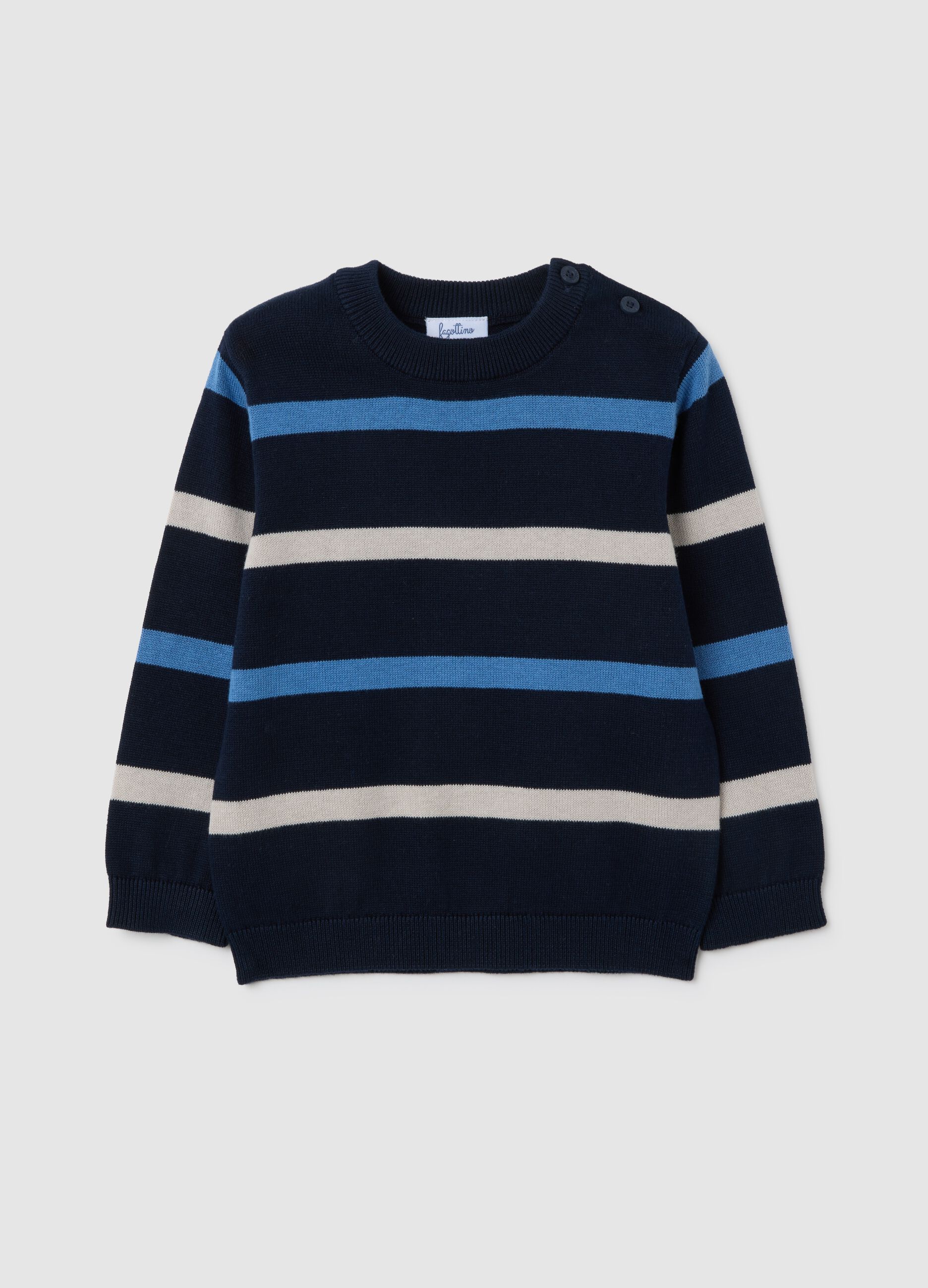 Multicolour pure cotton children's sweater with regular fit