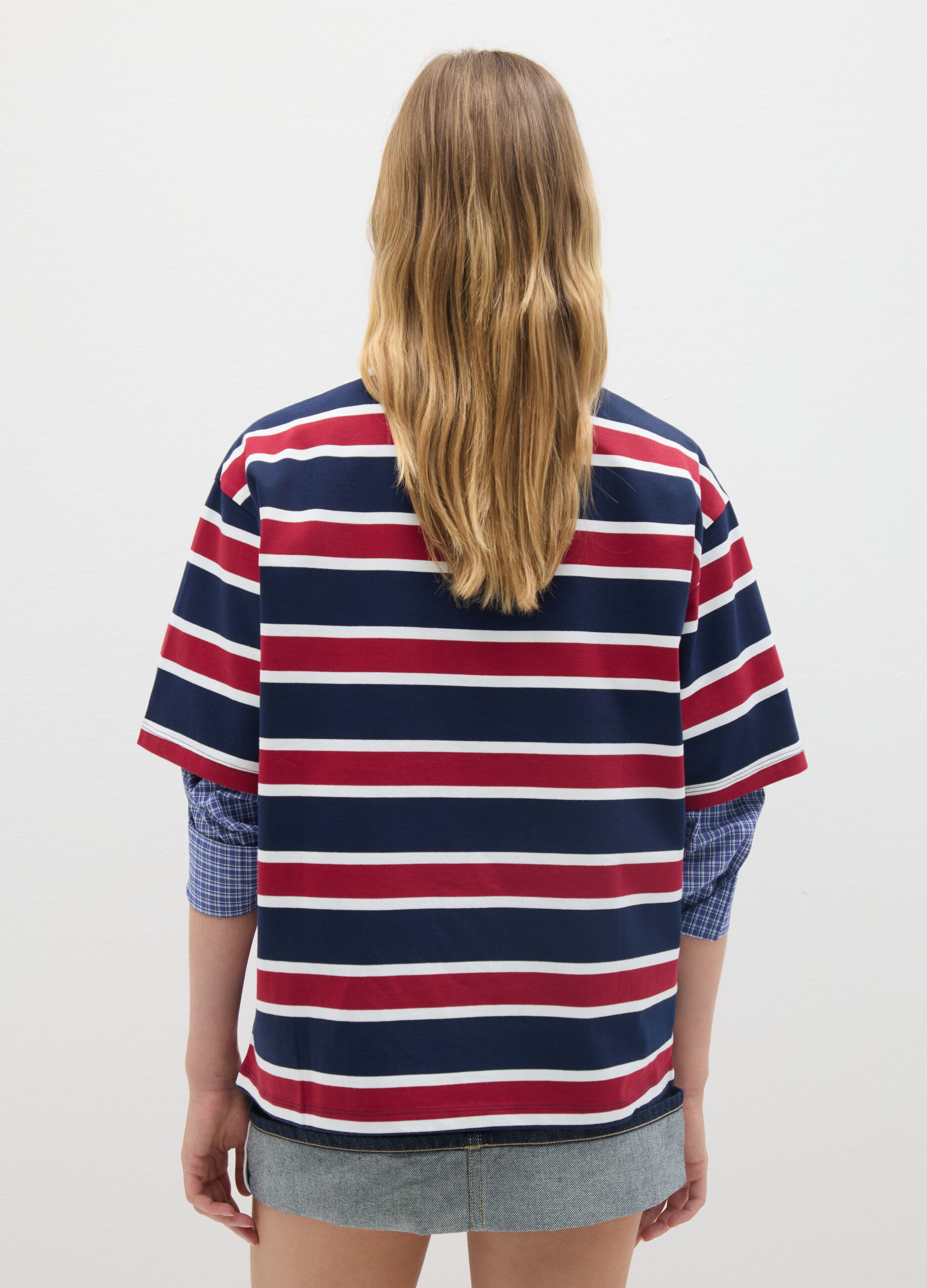 Polo in puro cotone multicolor over fit a righe