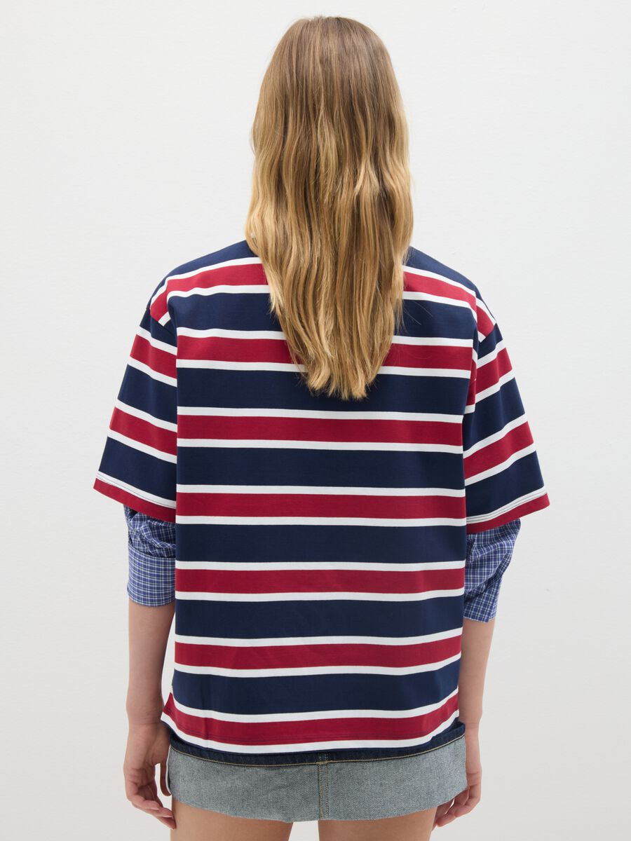 Polo in puro cotone multicolor over fit a righe_3