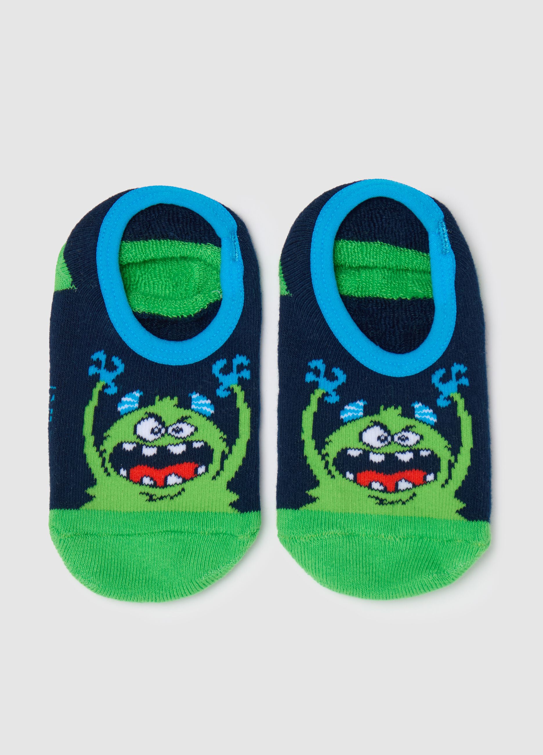 Slipper socks with monster design