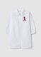 White nursery apron for boys with zip and Spidey embroidery_0