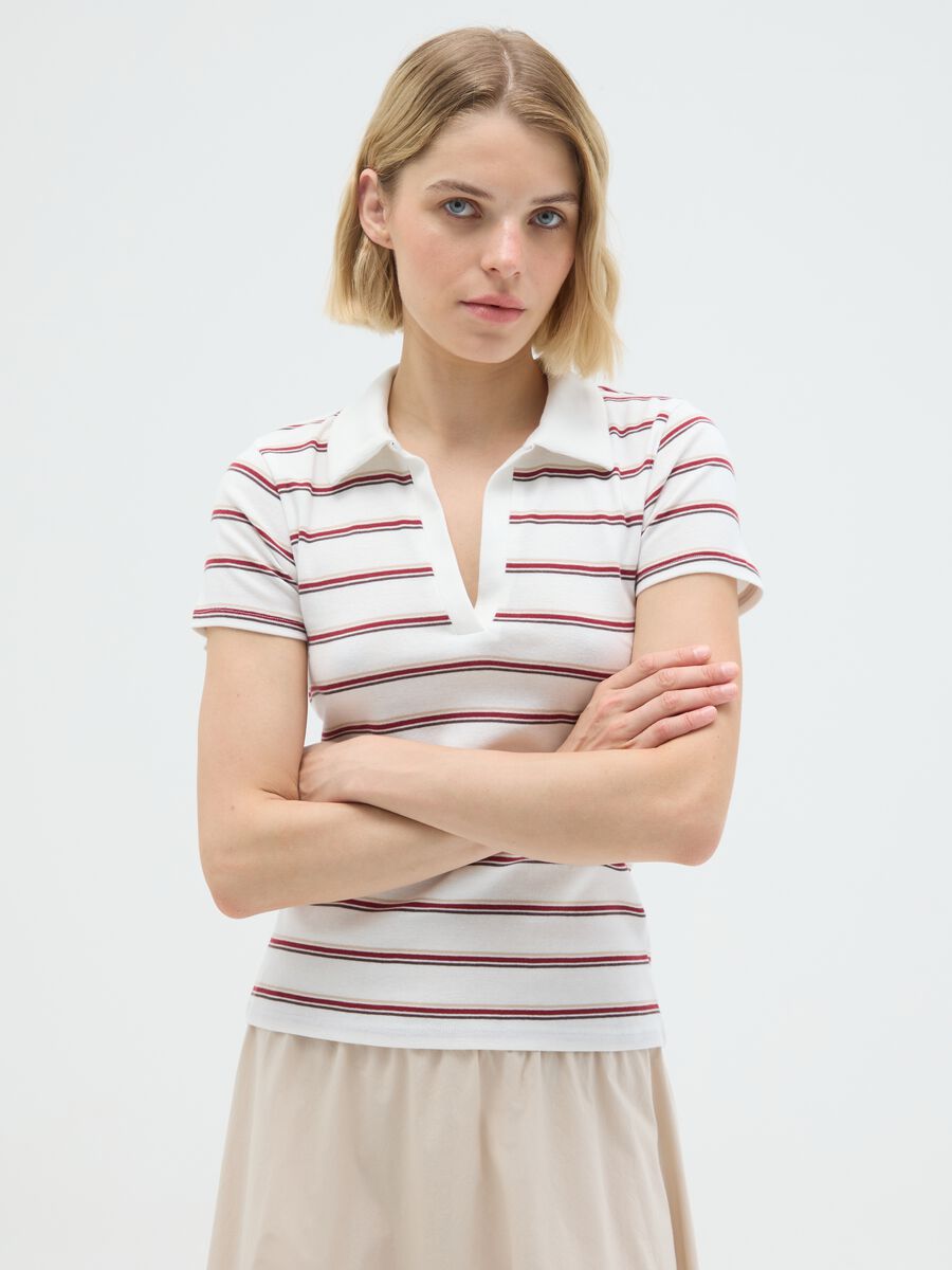 Women's Polo Shirt in Pure Multicolour Cotton_0