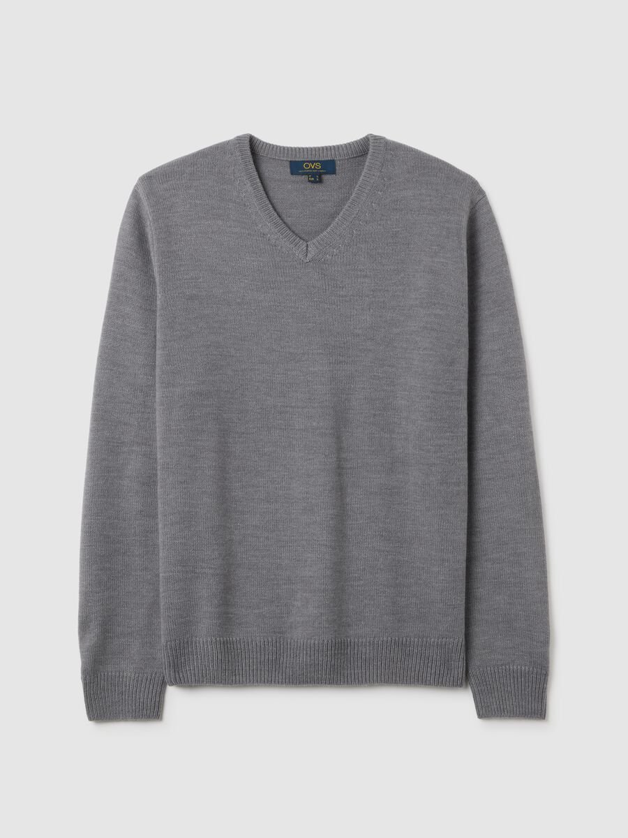 Grey V-neck Sweater_4
