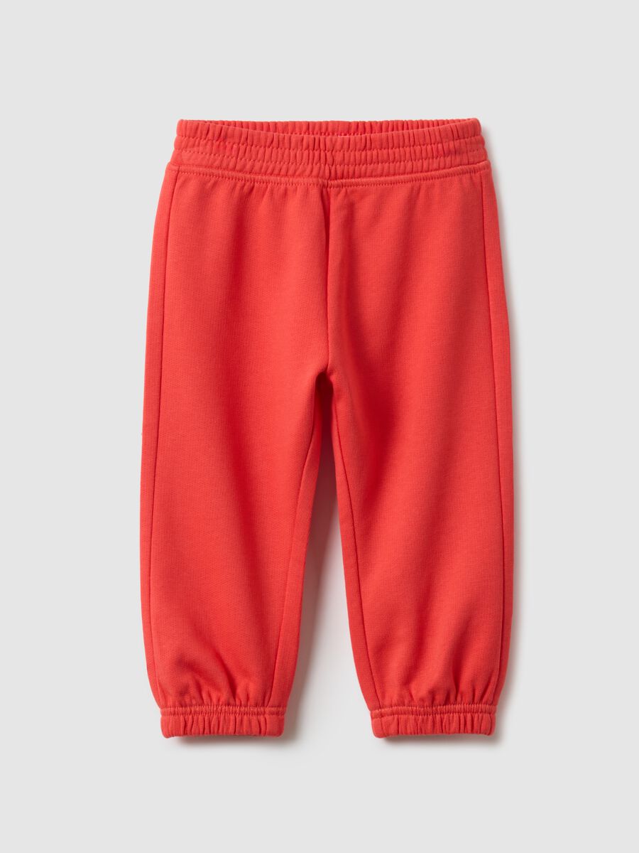Girls' Orange Cotton Jogger Trousers, Regular Fit_0