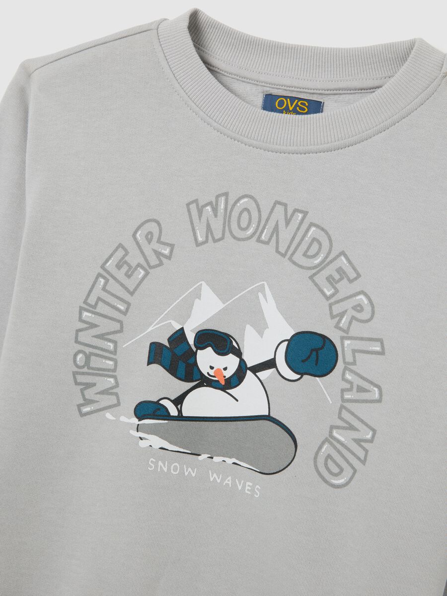 Grey cotton children's sweatshirt regular fit with print_2