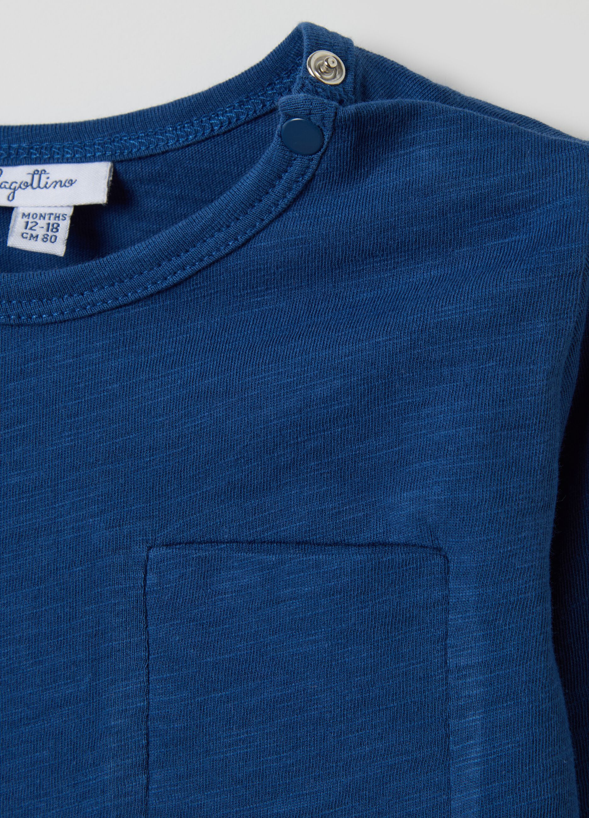 T-shirt maniche lunghe in cotone con tasca 