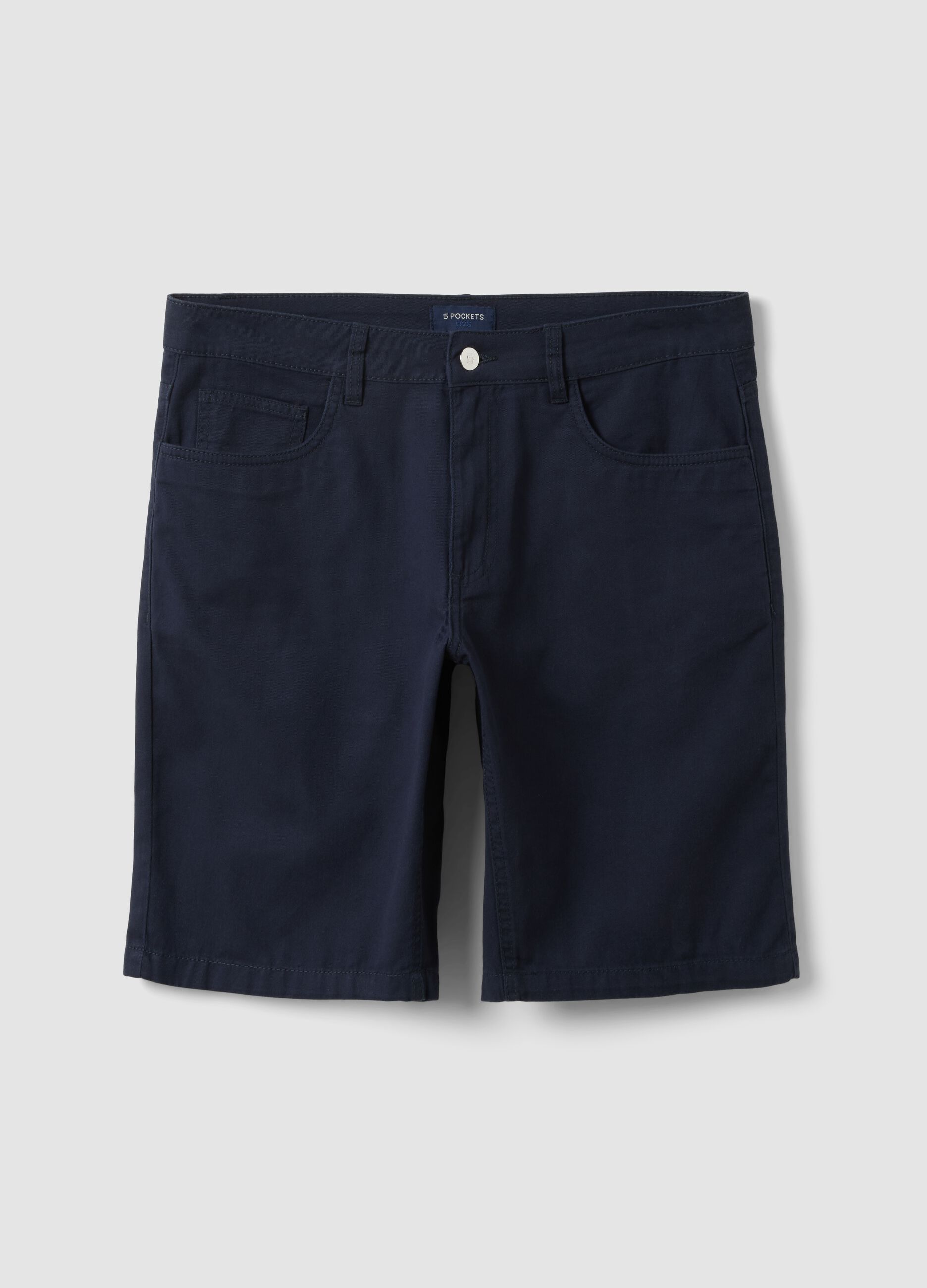 Blue pure cotton regular-fit shorts