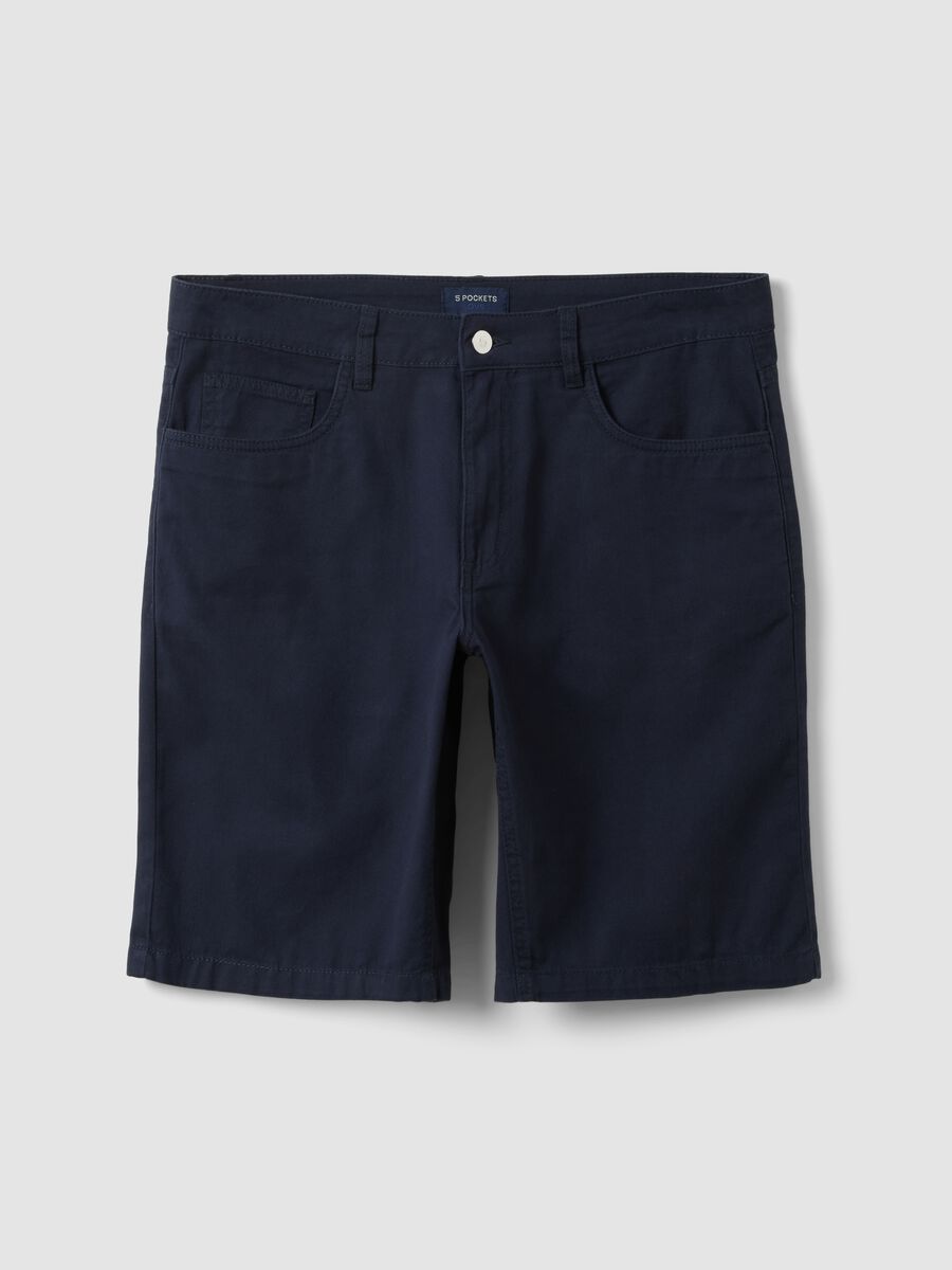 Blue pure cotton regular-fit shorts_4