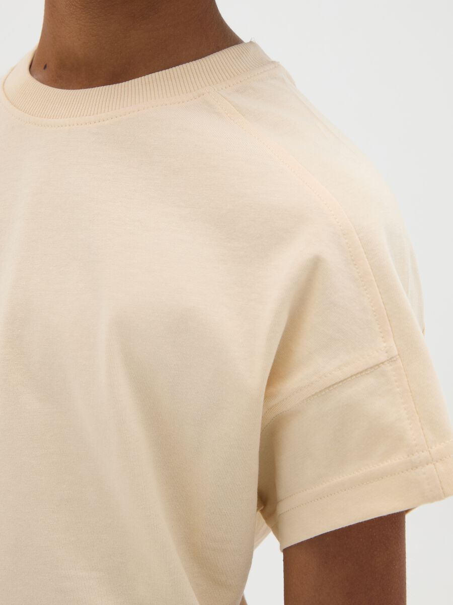 T-shirt da ragazza in puro cotone beige regular fit_1