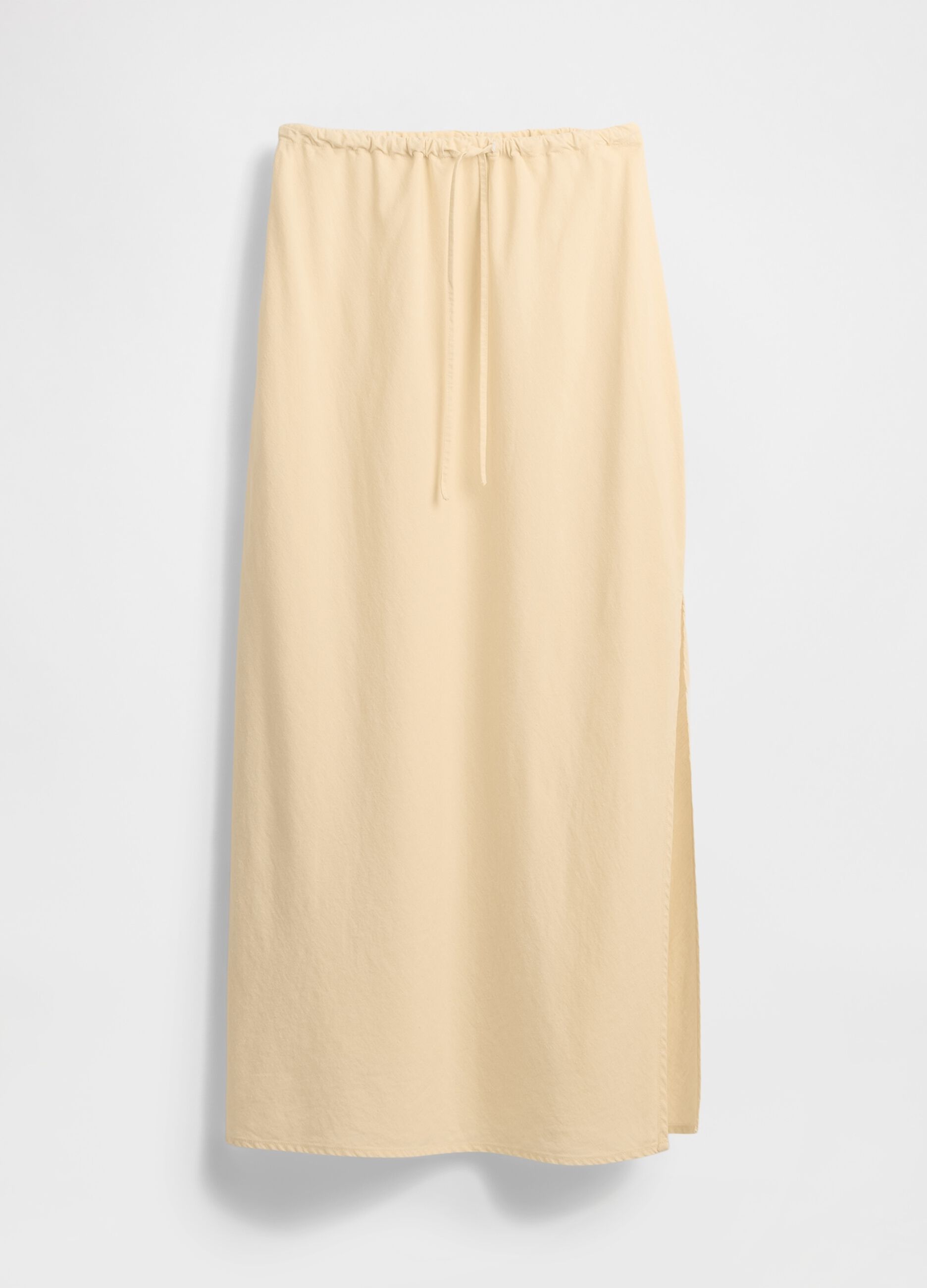 Long beige skirt in linen and viscose