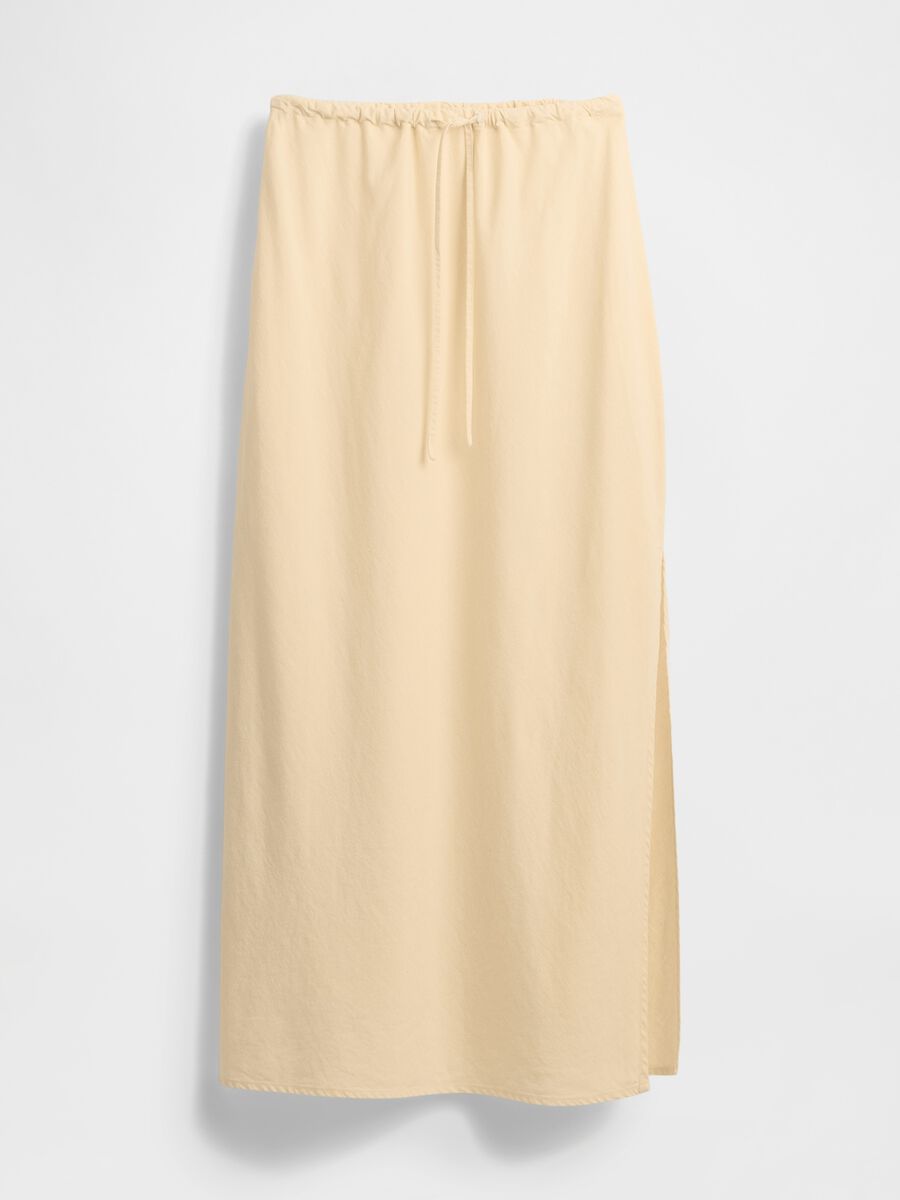 Gonna lunga beige in lino e viscosa_3