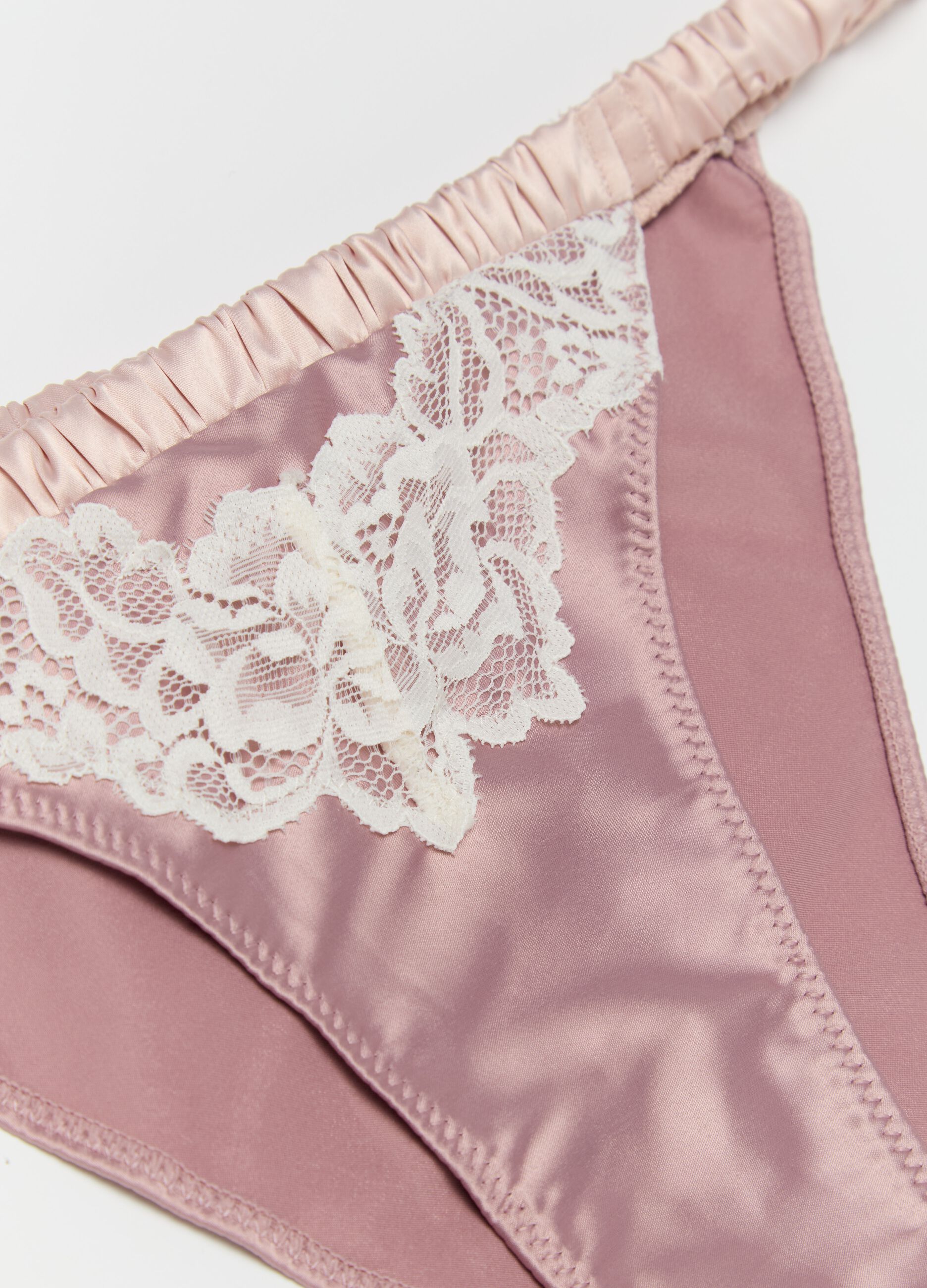 Satin briefs with lace