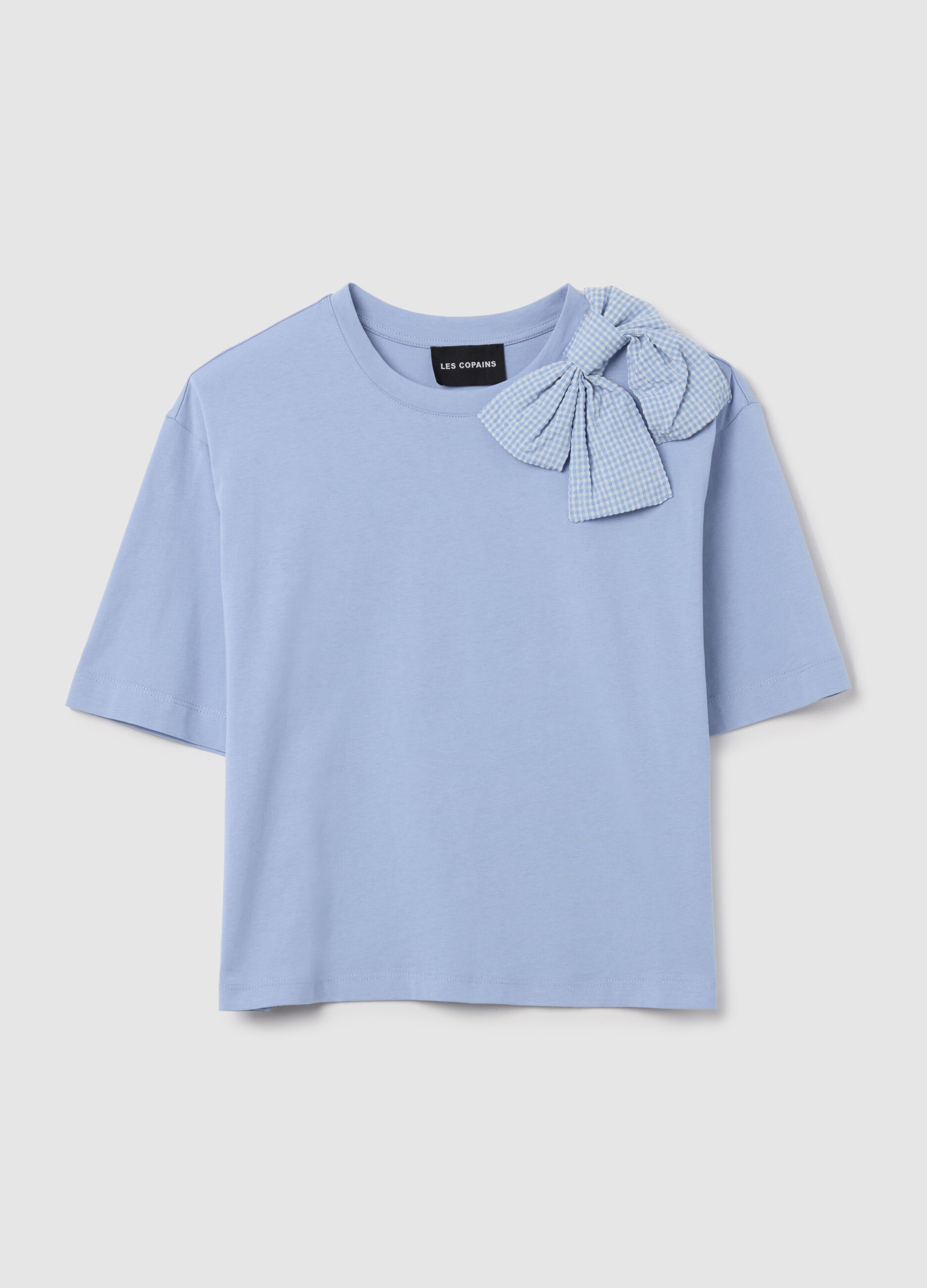T-shirt girocollo con fiocco