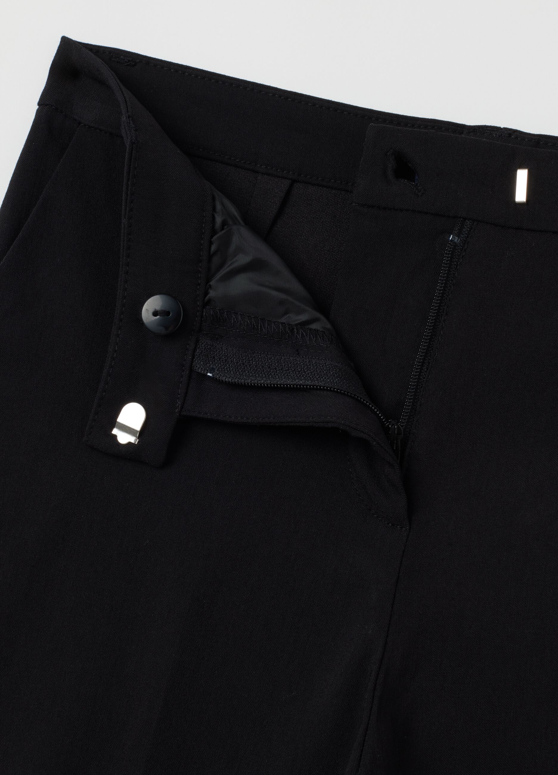 Black Viscose Blend Slim Fit Trousers