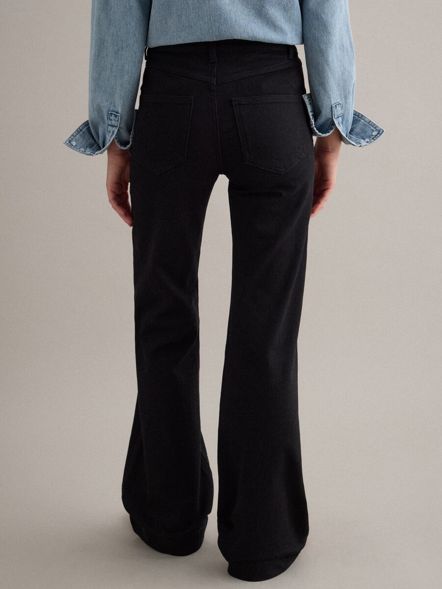 Black stretch cotton bootcut jeans_2