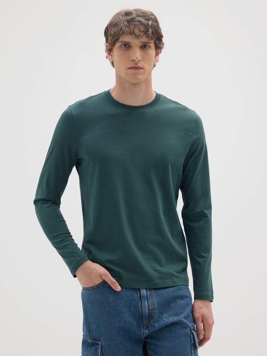 Green pure cotton regular fit sweater_0