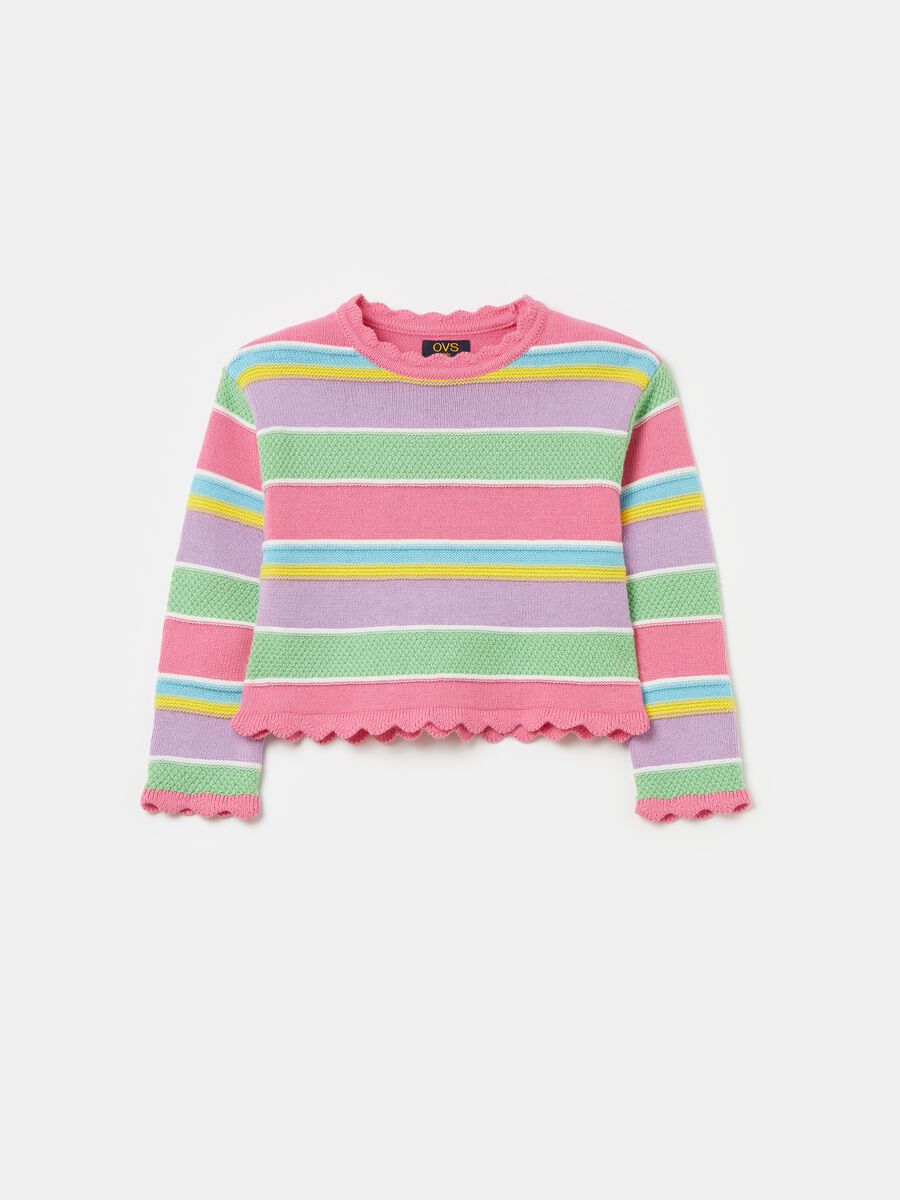 Knitted pullover with striped pattern_0